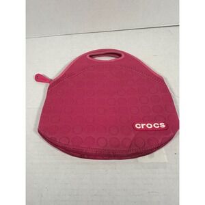 PINK Crocs Raspberry Pink Lunch Bag Insulated Neoprene Zipper Closure‎ Handle